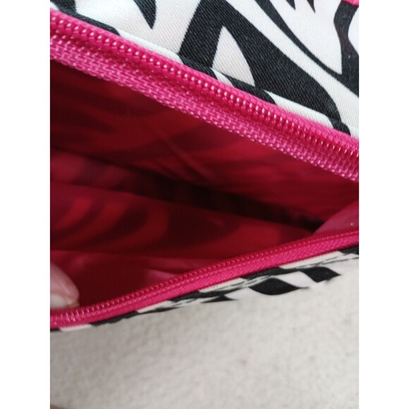 Women’s Hanging Toiletry Travel Bag Zebra Stripe Pink Interior Organizer - Picture 10 of 16